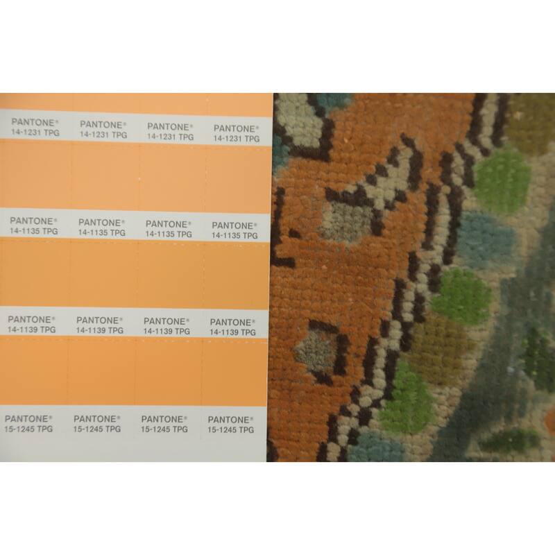 Hand Knotted Oriental 100% Wool Carpet Traditional Floral Oranges & Rust Tabriz Area Rug - 9' 4'' X 6' 5''