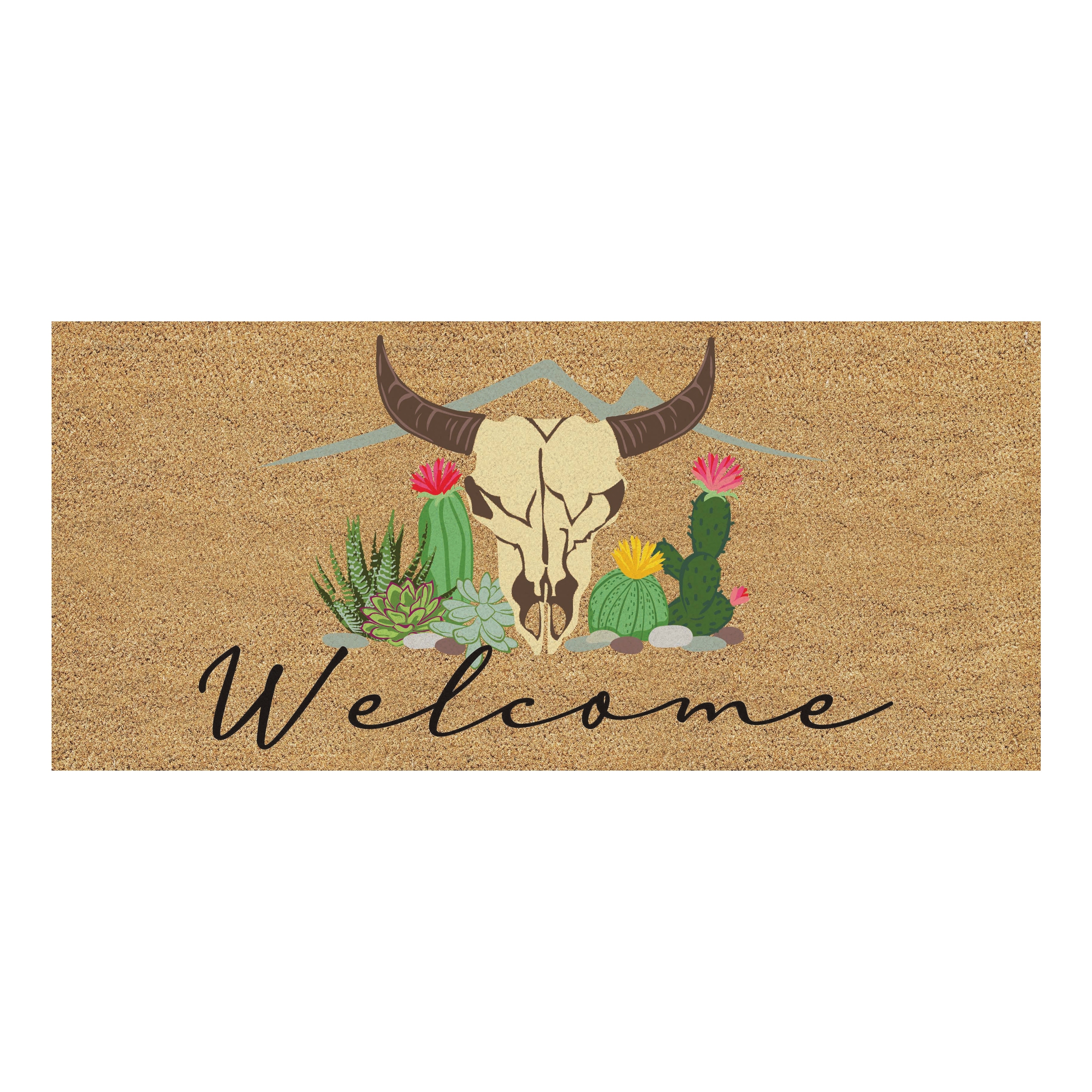 Longhorn Welcome Flocked Coir Sassafras Switch Door Mat - 22" x 10"