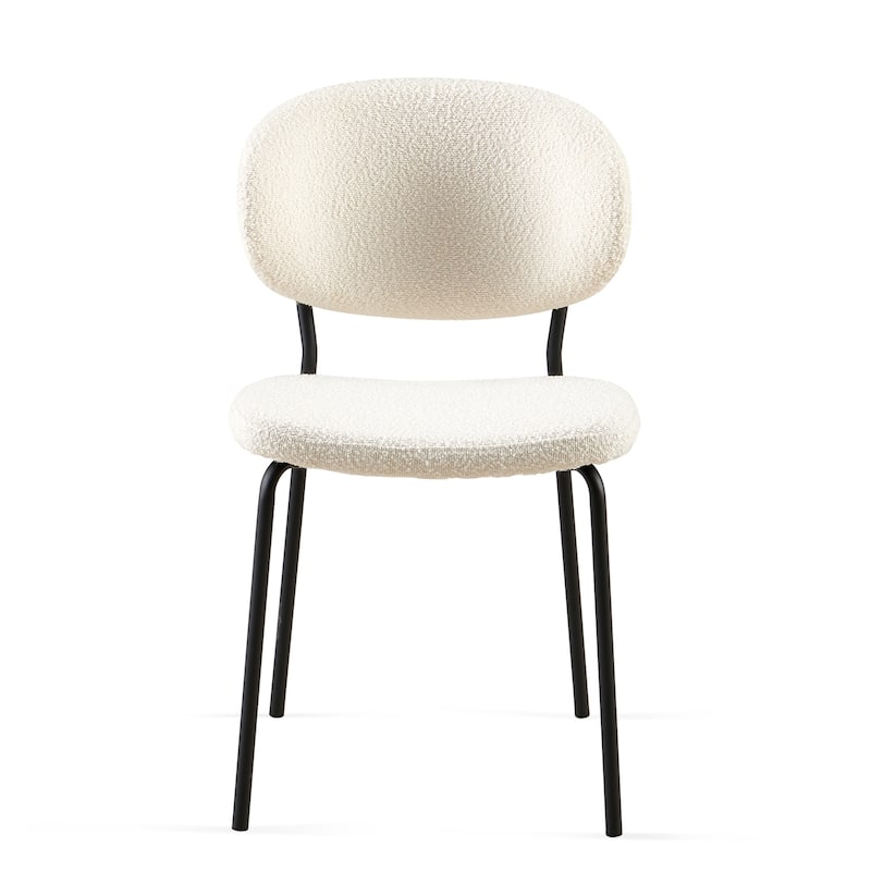 Boucle Fabric Dining Chairs Set of 2,Dining Chairs with Metal Legs for Dining Room, Kitchen, Living Room