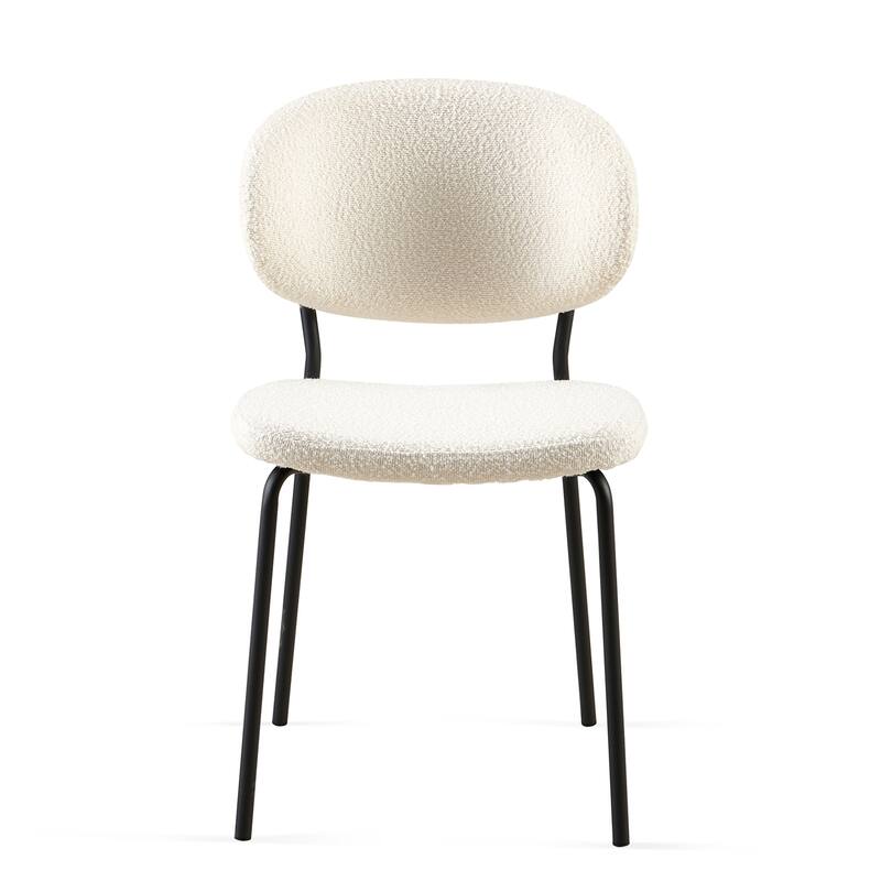 Modern 2 Piece Fabric Kitchen Dining Chair with Backrest, Cushioned, Metal Legs for Dining Room Kitchen Living Room Bedroom