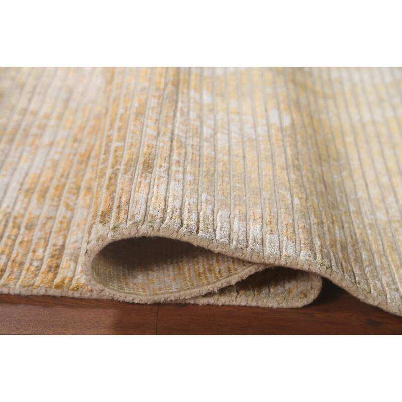 Striped Abstract Oriental Area Rug Hand-Knotted Wool Carpet - 5'6" x 7'9"