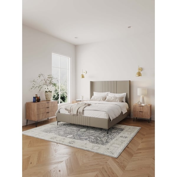 Manhattan Comfort2-Piece DUMBO Modern Standard 3-Drawer Dresser and DUMBO Modern 2.0 Nightstand in Rustic Grey Manhattan Comfort2-Piece DUMBO Modern Standard 3-Drawer Dresser and DUMBO Modern 2.0 Nightstand in Rustic Grey