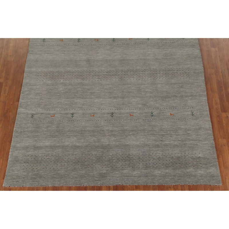 Tribal Gabbeh Indian Area Rug Handmade Wool Carpet - 7'10"x 9'8"