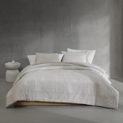 Calvin Klein Textural Rib Cotton Beige Comforter Set
