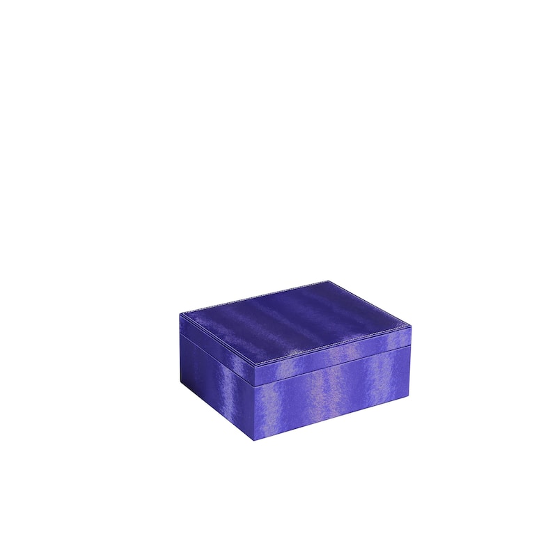 10" Azure Faux Leather Six Section Mirrored Jewelry Box