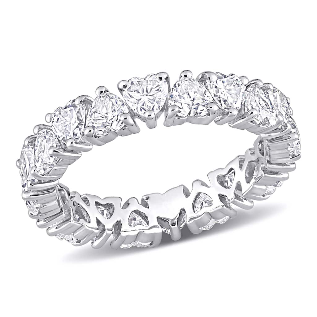 Miadora 3 3/8ct DEW Created Moissanite Heart Eternity Ring Sterling Silver