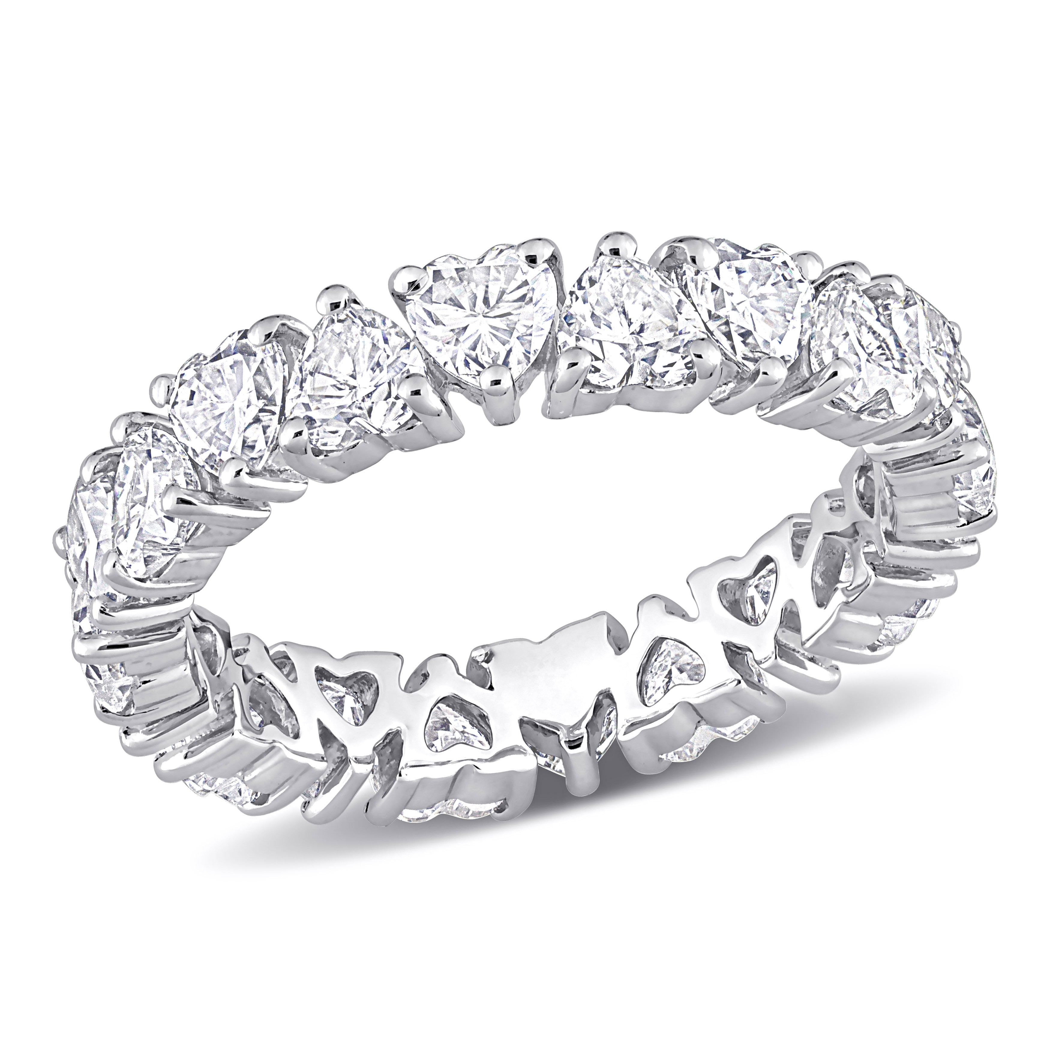 Miadora 3 3/8ct DEW Created Moissanite Heart Eternity Ring Sterling Silver