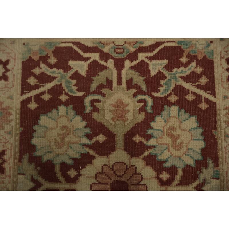 Hand Knotted Oriental 100% Wool Carpet Traditional All-Over Red Ziegler Area Rug - 3' 9'' X 2' 1''