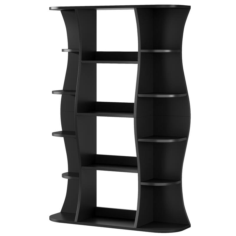5-Tier Modern Black Bookshelf, 70.87" Open Tall Bookcase and Bookshelves