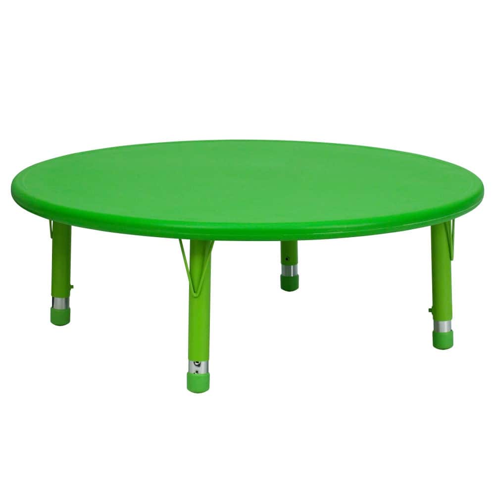 45" Round Plastic Height Adjustable Activity Table for 4 - 45"D x 45"W x 14.5" - 23.75"H