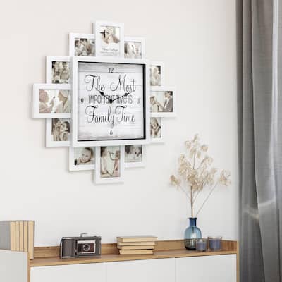 Shabby-Chic Family Time Picture Frame Collage Wall Clock - 20" x 20"
