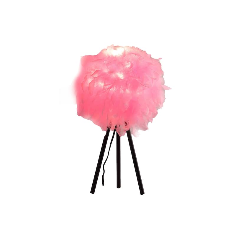21" Modern Tripod Table Lamp with Faux Feather Shade - 13" x 13" x 20.5"