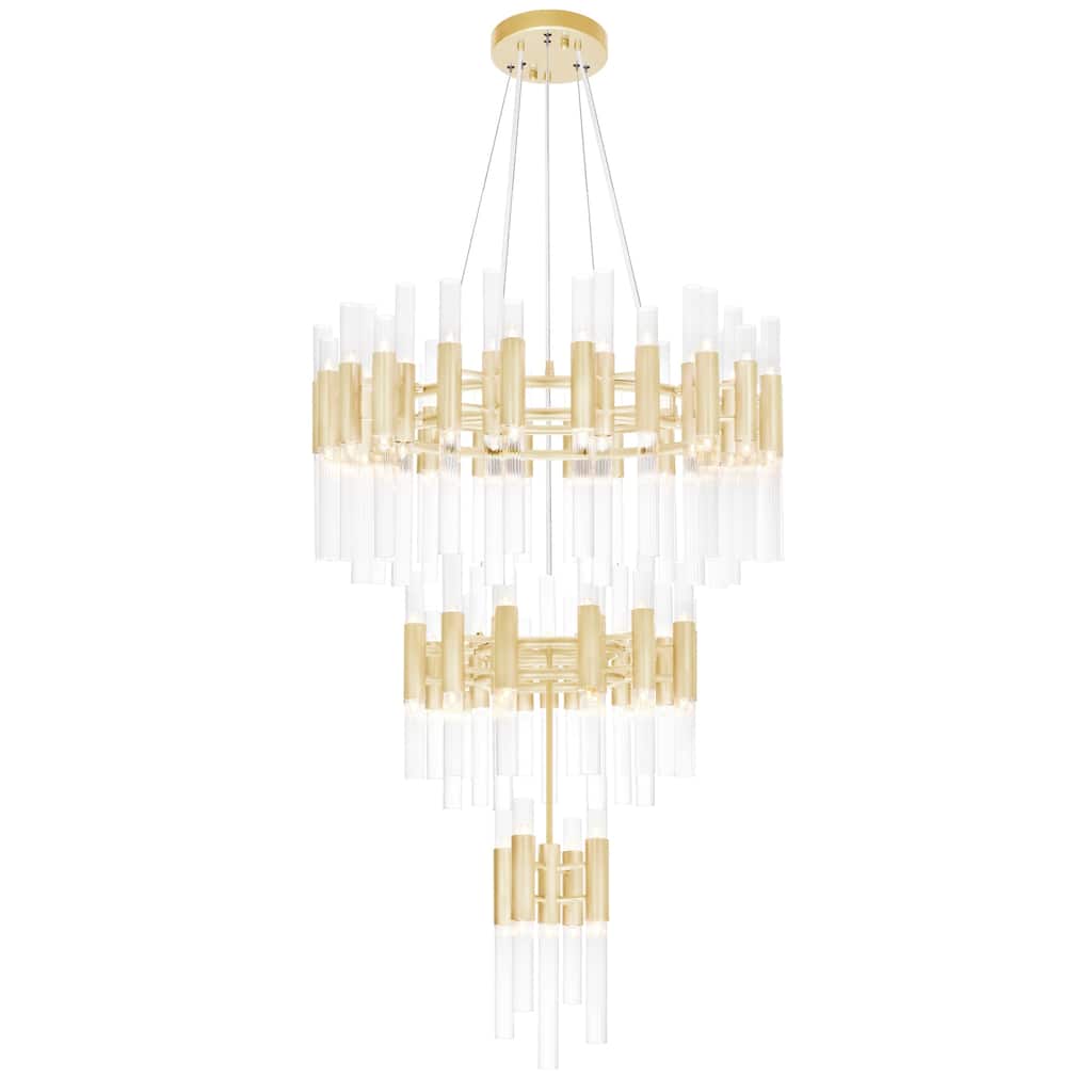 Orgue 123 Light 32in Satin Gold Chandelier - Satin Gold