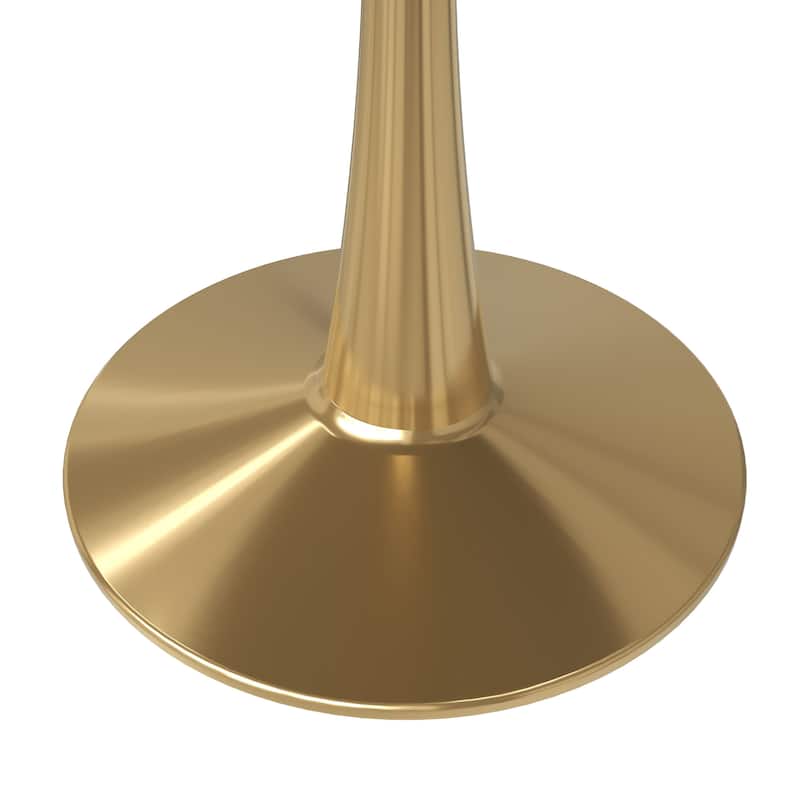 LeisureMod Bristol 40" Round Dining Table for 4 with MDF Tabletop in Gold Steel Base for Kitchen & Dining Room