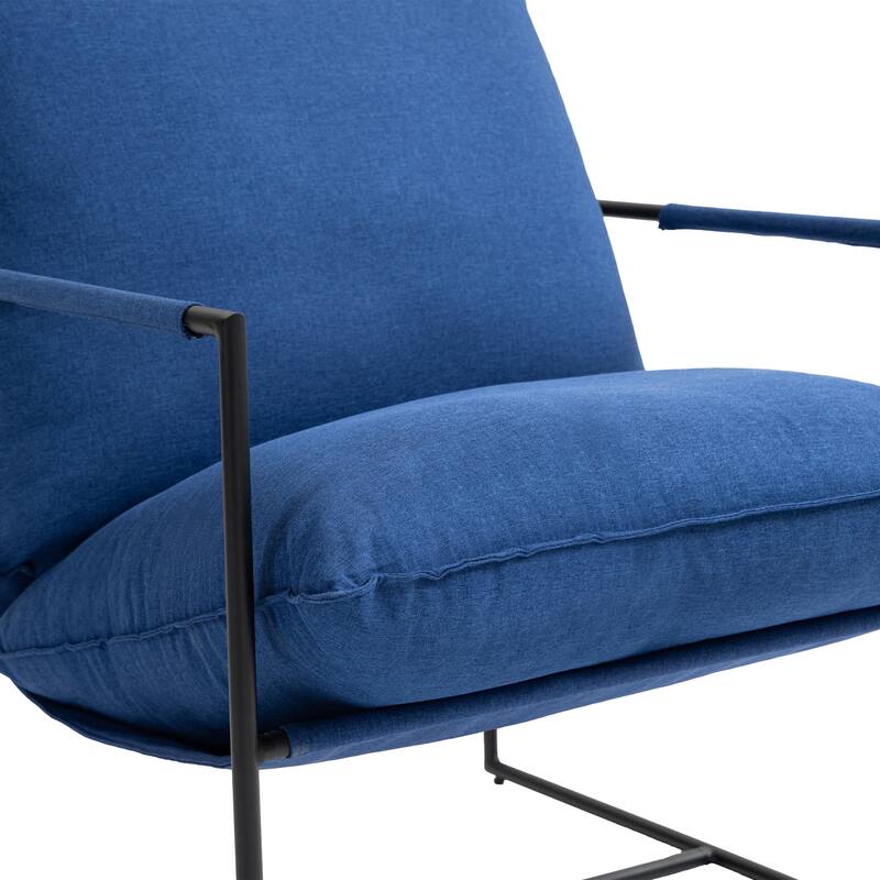 Modern Metal Frame Upholstered Sling Accent Armchair