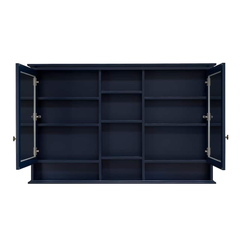 Modern Surface Mount Solid Wood Framed Medicine Cabinet With Mirror and Shelves