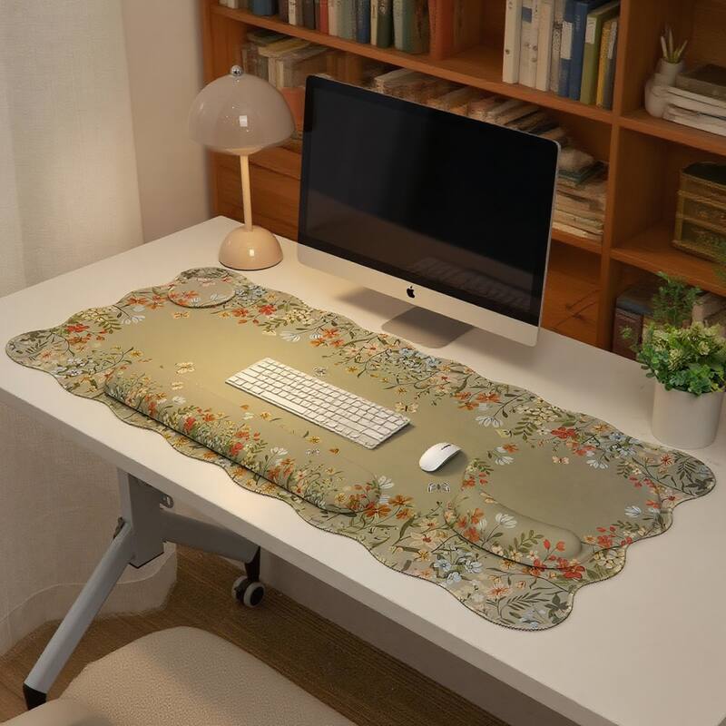 4Pcs Floral Ergonomic Desk Pad Set Flower Mat Desk Decor For Keyboard Laptop Computer