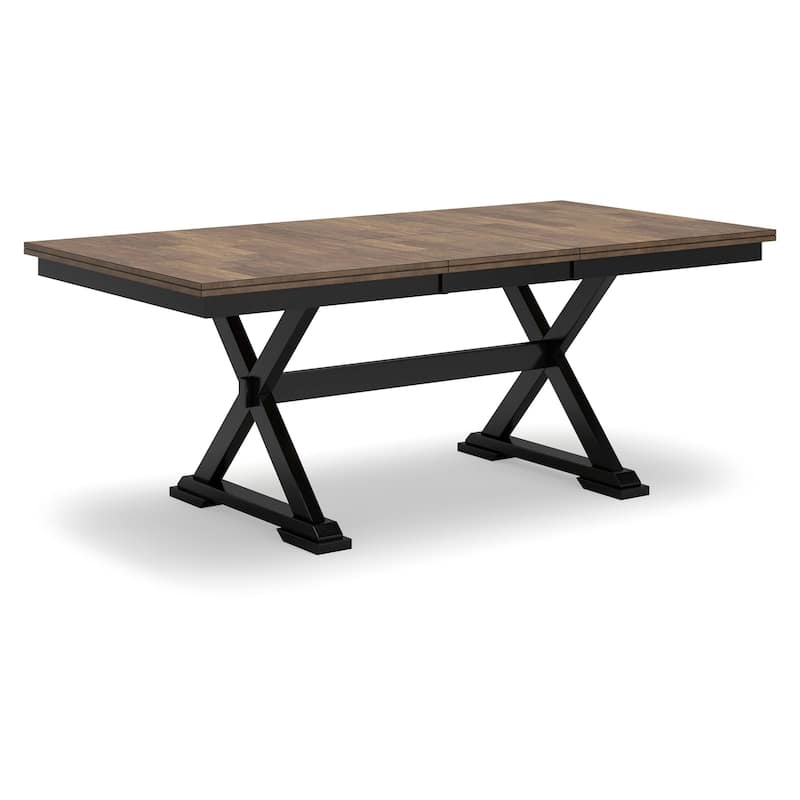 Fleur Dining Table, Extendable Butterfly Leaf, Brown Wood, 60-78 Inch