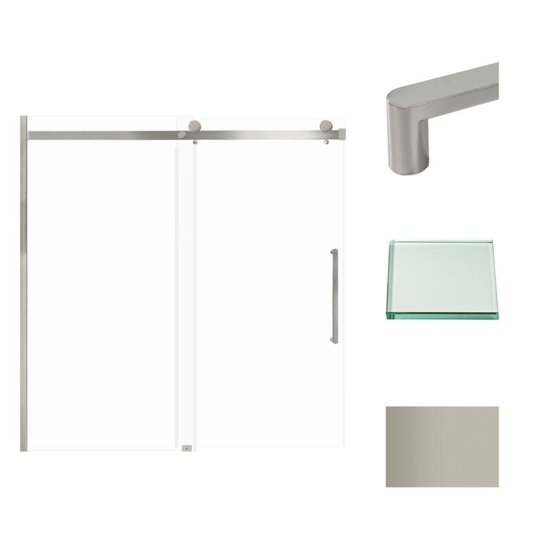 Transolid MBDT606008C-R 60" High x 60" Wide Bypass Frameless Shower - Brushed Stainless