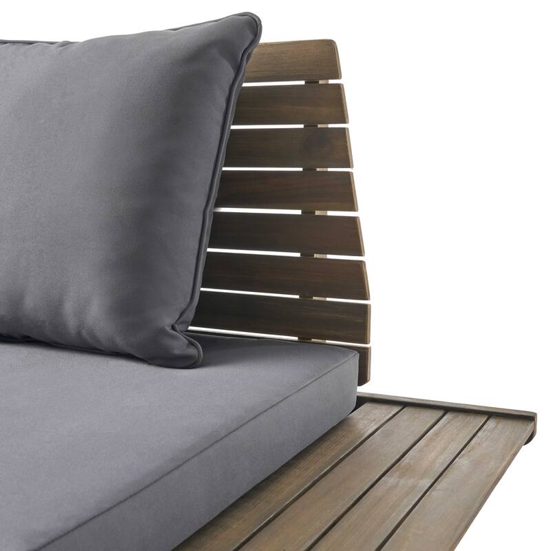 Roomfitters Outdoor Wood Loveseat with Cushions, Patio Seating Bench