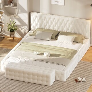 Queen Velvet Upholstered Bed and Ottoman Set for Luxurious Bedrooms