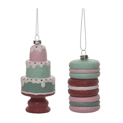 Transpac Plastic Cookies/Cake Ornament Set of 2 Christmas Home Decorations