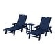 preview thumbnail 27 of 96, Laguna Hdpe All Weather Outdoor Patio Pool Reclining Chaise Lounges With Square Side Table (3-Piece Set) Navy Blue