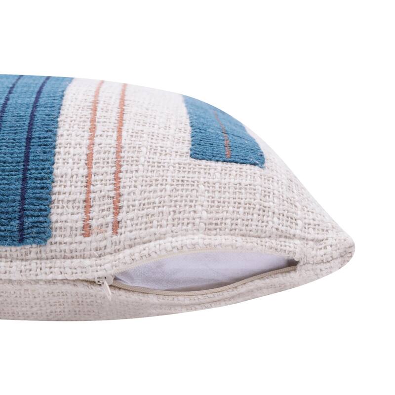 Handmade Geometric Square Throw Pillow - 20" - Green and White