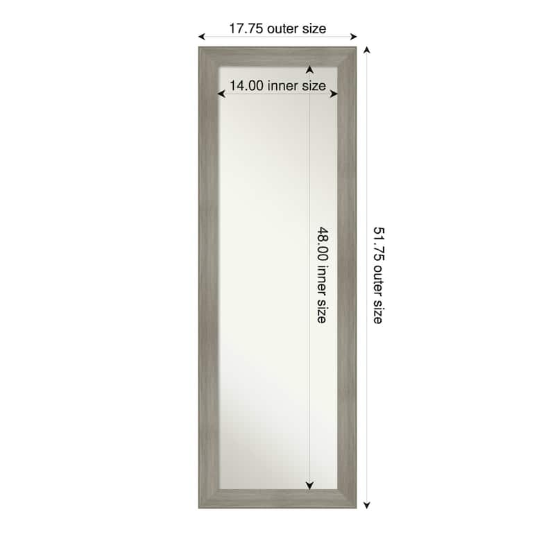 Grand Narrow Non-Beveled Framed Full-Length On the Door Mirror - 18 x 52 in - Grand Greywash Narrow
