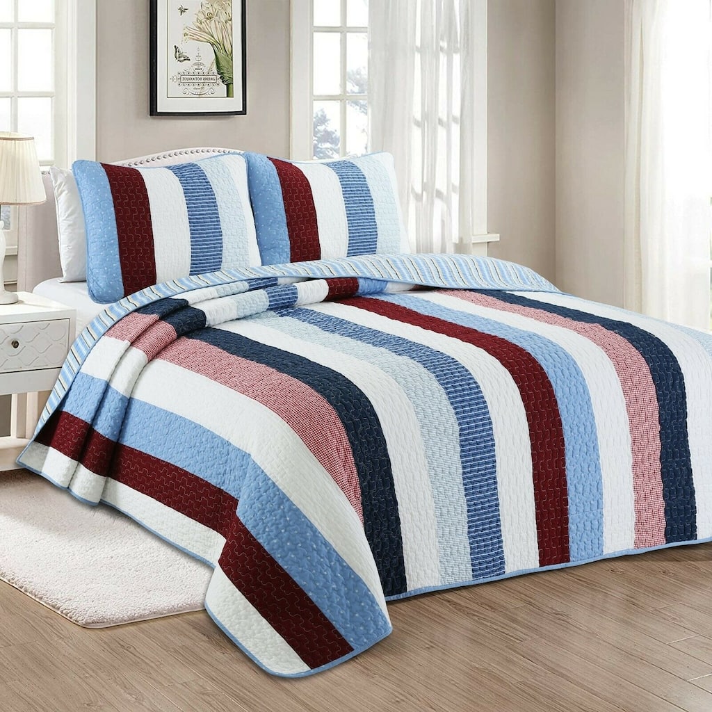 Cozy Line Blake Bold Striped Cotton Quilt Bedding Set