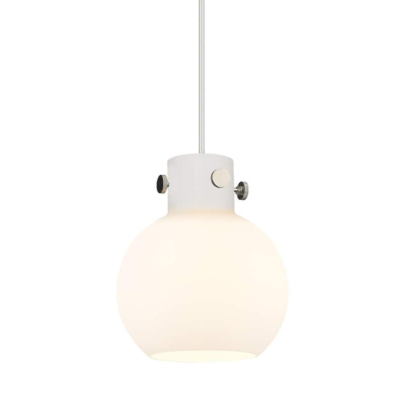Innovations Lighting 410-1PS-9-8 Newton Sphere Pendant Newton Sphere - Polished Nickel / Matte White