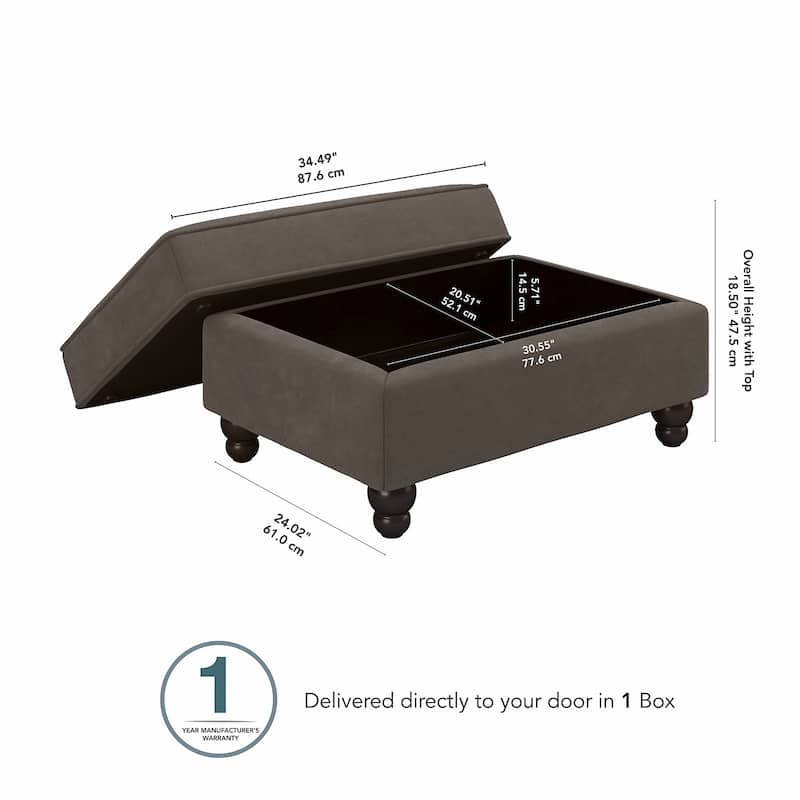 Bush Furniture Coventry Large Upholstered Storage Ottoman