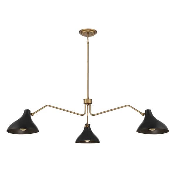 slide 2 of 9, Meridian M7019 3 Light 55" Wide Chandelier Matte Black / Natural Brass
