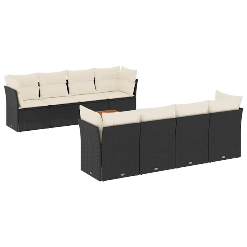 vidaXL Garden Sofa Set Black Poly Rattan