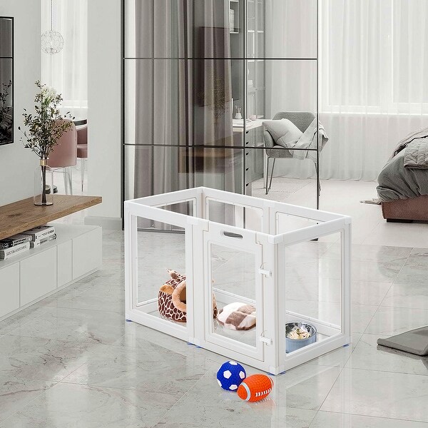 EROMMY 6/ 8/ 12 Panel Clear PET Pet Playpen with Door, Transparent