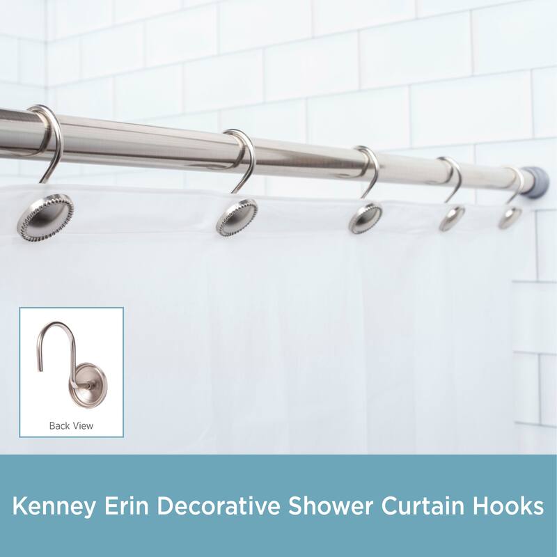 Kenney Erin Decorative Shower Curtain Hooks, Set of 12 - Brushed Nickel