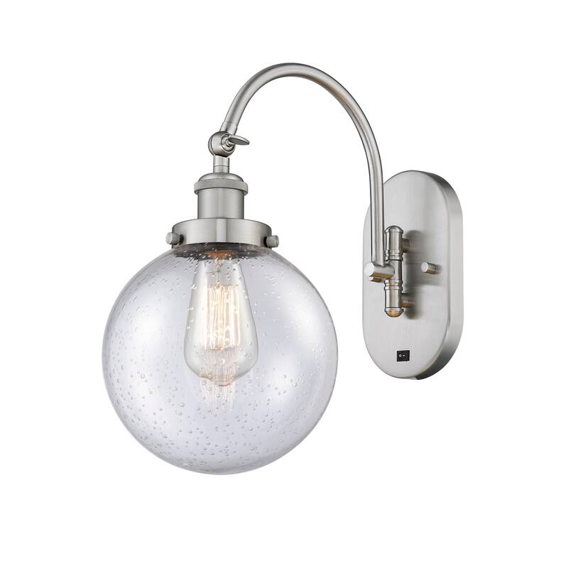 Innovations Lighting 918-1W-15-8 Beacon Sconce Beacon 15" Tall Wall - Brushed Satin Nickel / Seedy