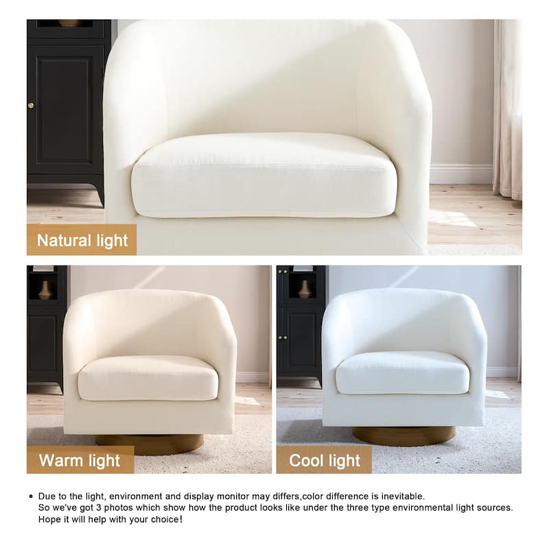 Faux Leather Wide Seat Swivel Barrel Chair