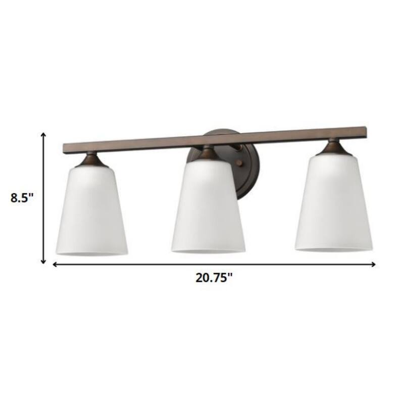 Transitional 3-Light Bronze Vanity Wall Light with Frosted Glass Shades and Hardwired Dimmable for Bathroom