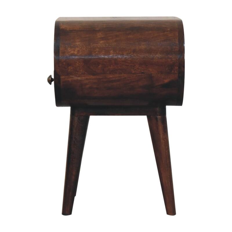 HomeRoots 21" Walnut Solid Wood Oval One Drawer Nightstand