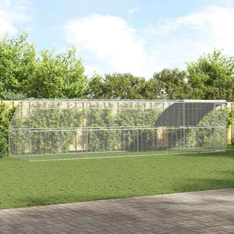 vidaXL Chicken Cage Silver 400/600/800 x 200 x 198.5 cm Galvanized steel - 800 x 200 x 198.5 cm - Silver - 1 door