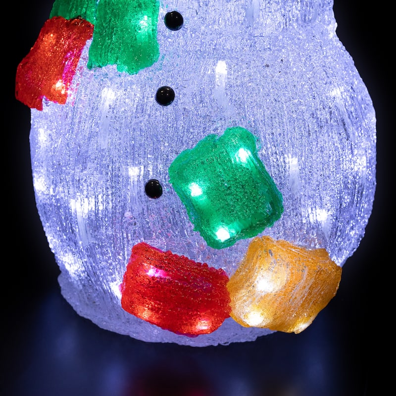 23" Lighted Commercial Grade Acrylic Snowman Christmas Display Decor - White