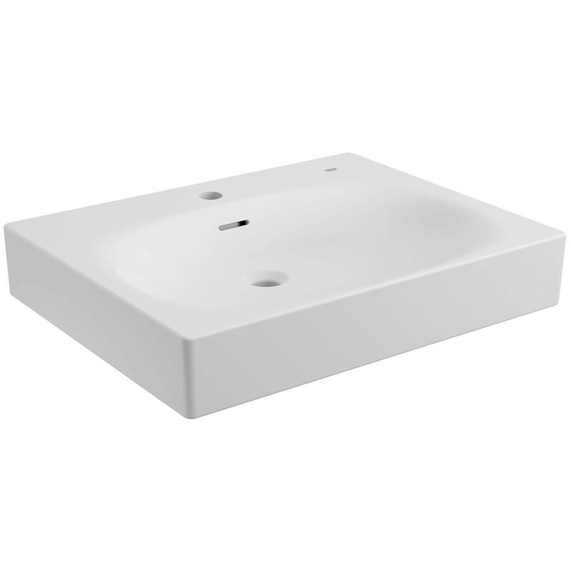 Grohe Eurocube Wall Mount 24" Bathroom Sink with 1 Faucet Hole - Alpine White