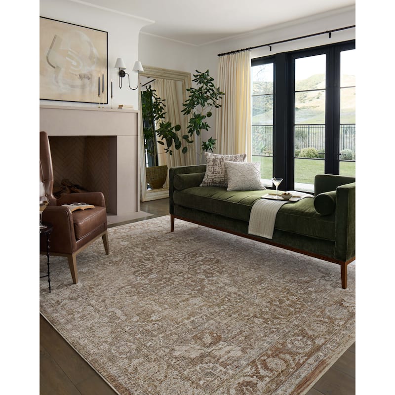 Alexander Home Tamara Medallion & Botanical Area Rug - 2' 7" x 10' - Natural / Clay - Runner