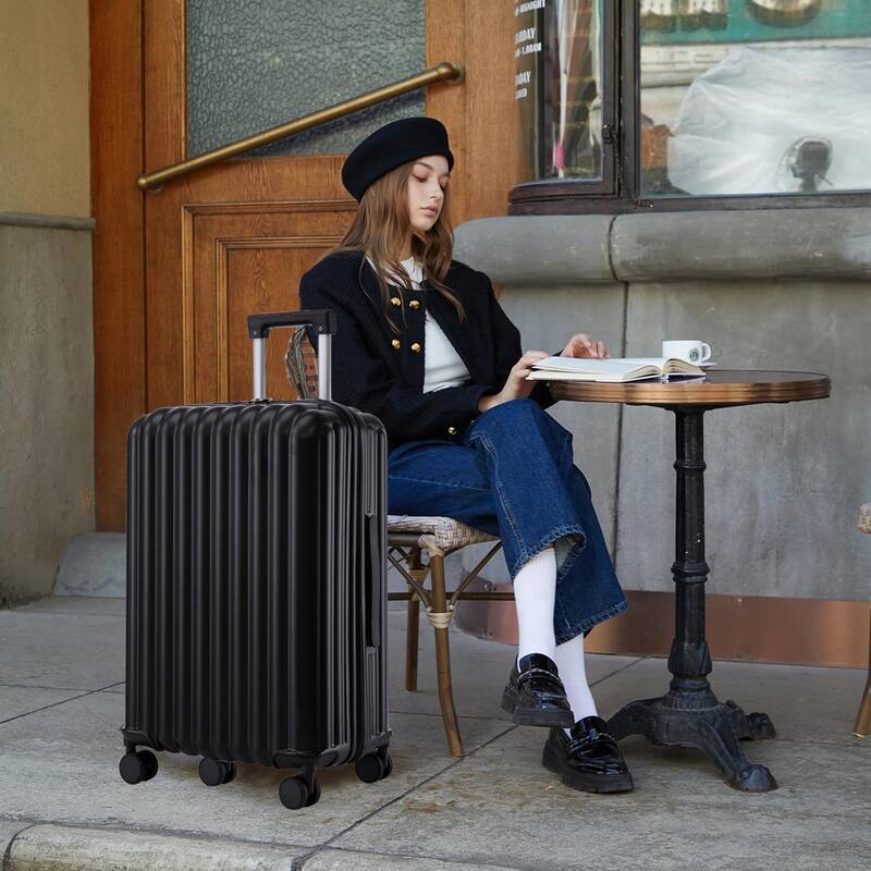 Carry on Hardshell 3 Piece ABS Luggage Set with Cup Holder & USB Port & Phone Holder