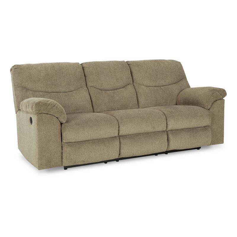 Tul 93 Inch Manual Recliner Sofa, Soft Cushioned, Beige Brown Polyester - Brown