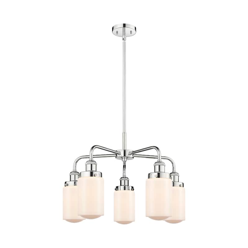 Innovations Lighting Dover - 5 Light 23" Stem Hung Chandelier - Polished Chrome/Matte White