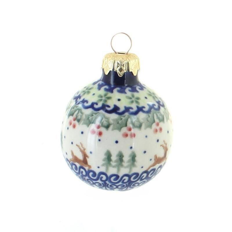 Blue Rose Polish Pottery Vena Small Christmas Ball