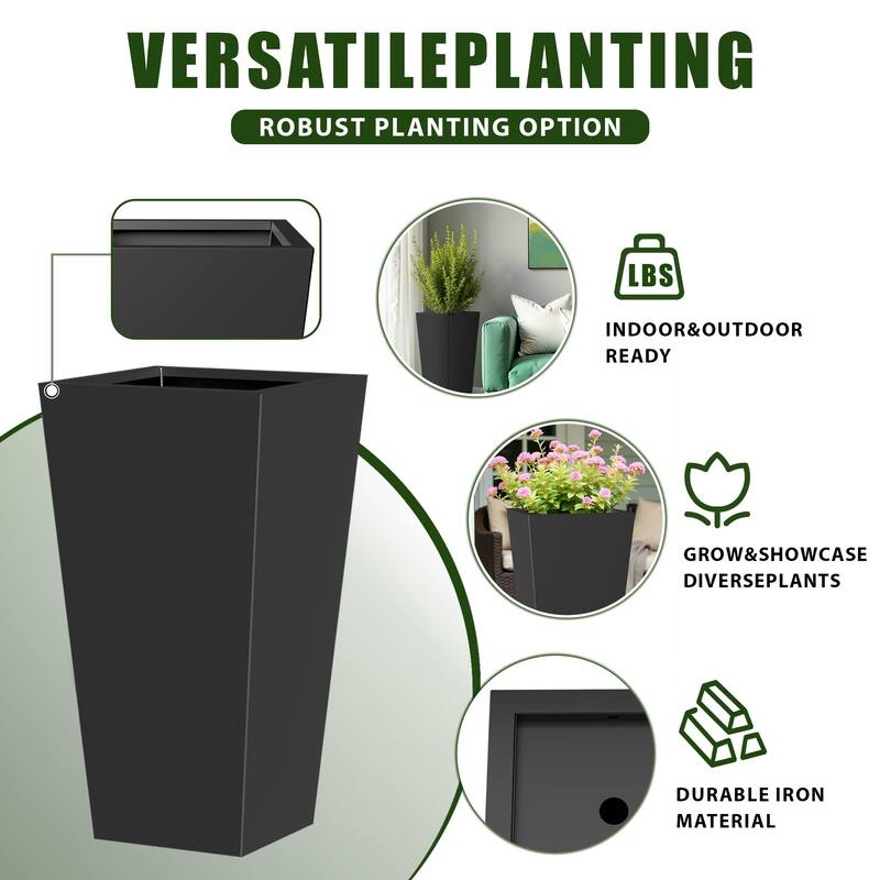 Dovelina Modern Tapered Metal Planter - Elevate Your Space, Indoors & Outdoors