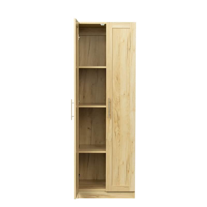 High wardrobe and kitchen cabinet with 2 doors and 3 partitions to separate 4 storage spaces